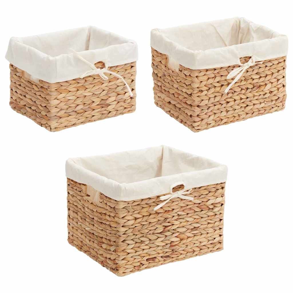 Opbevaringskurve 3 stk. Vandhyacint 35 x 30 x 25 cm Naturfarvet