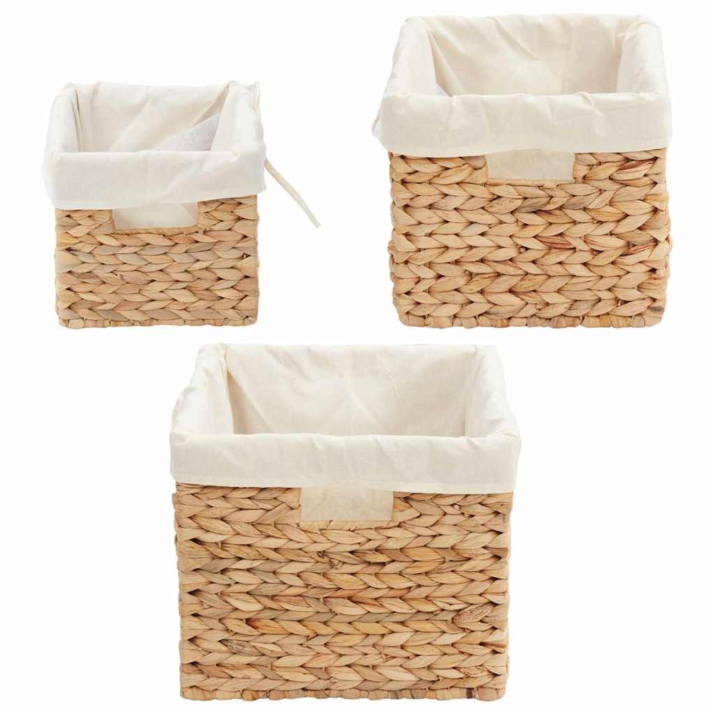 Opbevaringskurve 3 stk. Vandhyacint 35 x 30 x 25 cm Naturfarvet