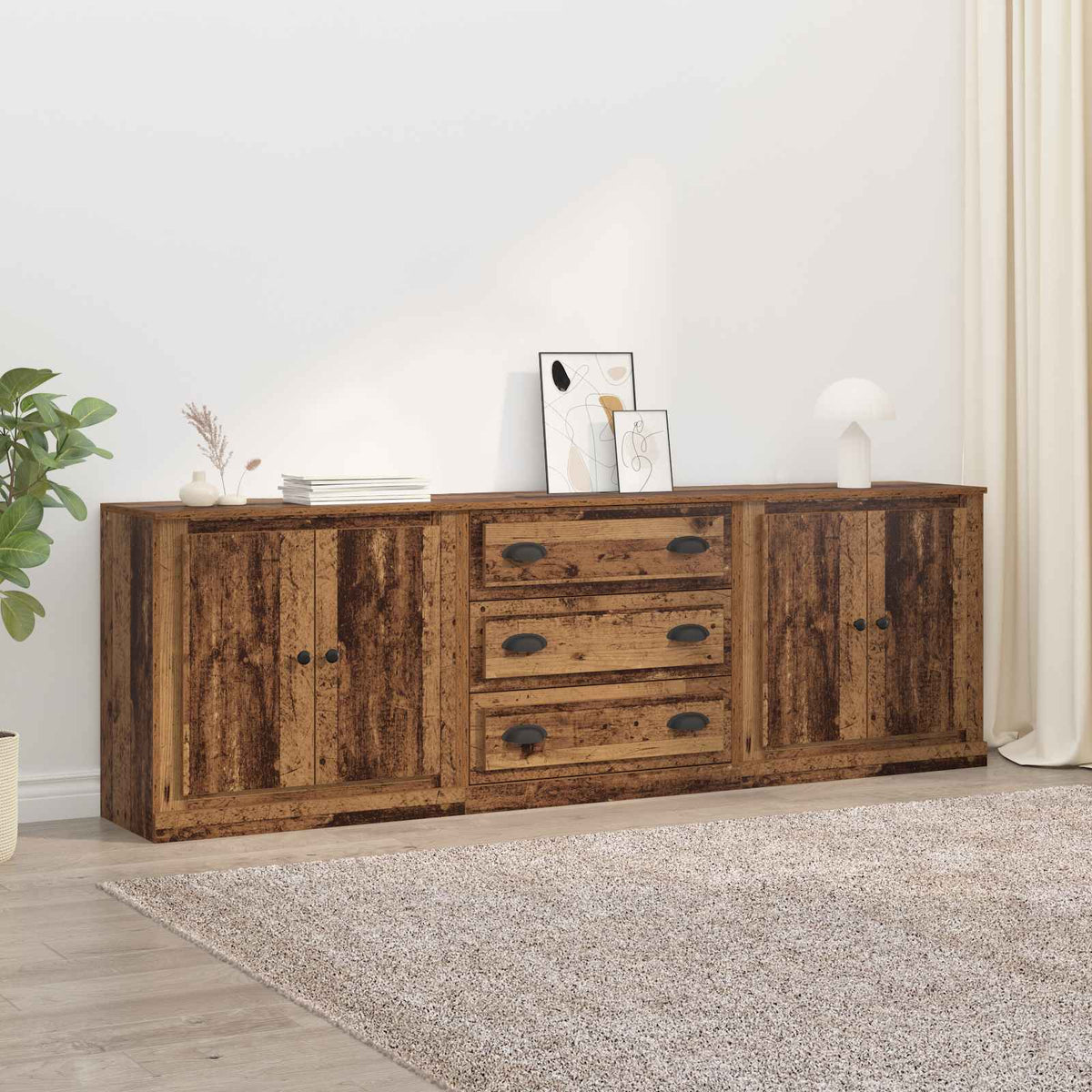 Sideboards 3 stk. Gammelt træ 210 x 35,5 x 67,5 cm
