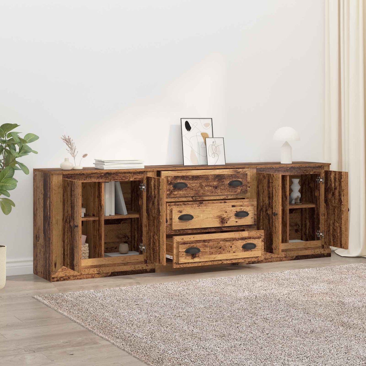 Sideboards 3 stk. Gammelt træ 210 x 35,5 x 67,5 cm