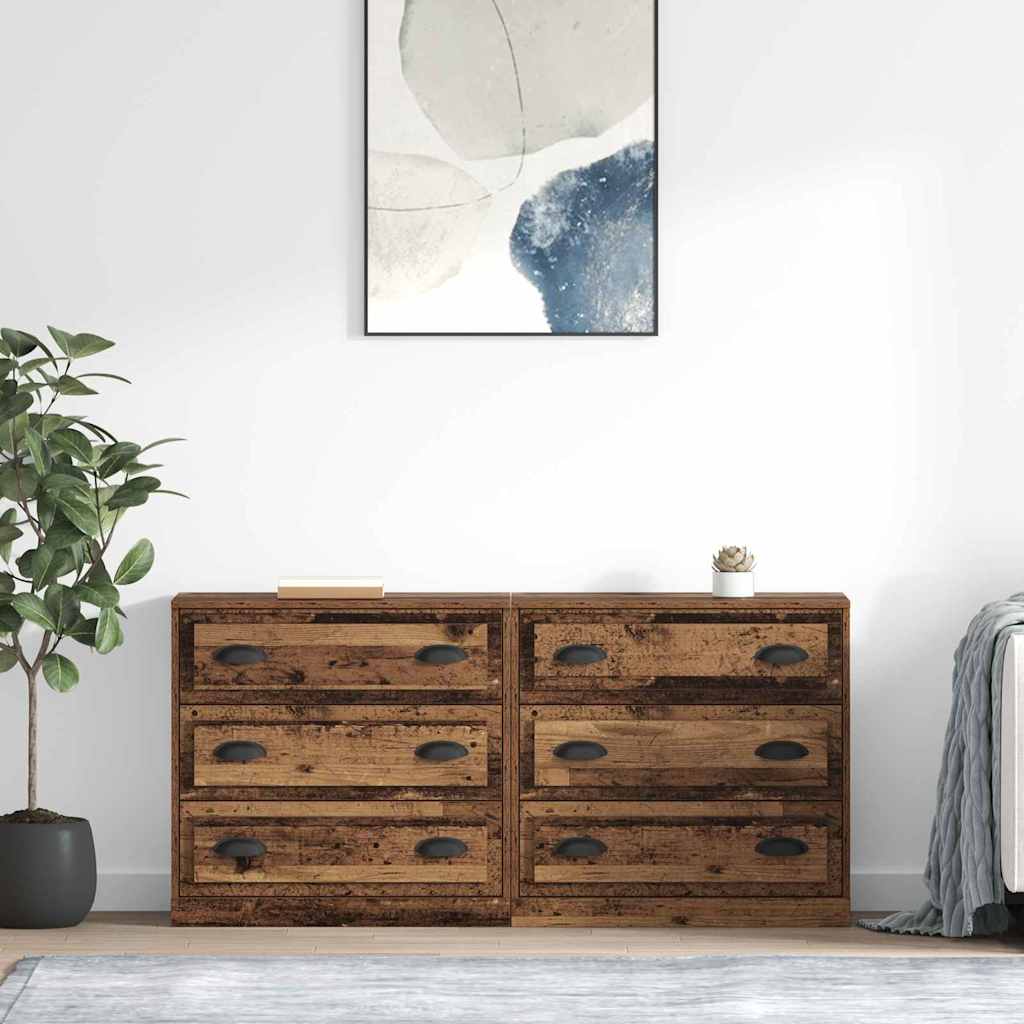 Sideboards 2 stk. Gammelt træ 70 x 35,5 x 67,5 cm