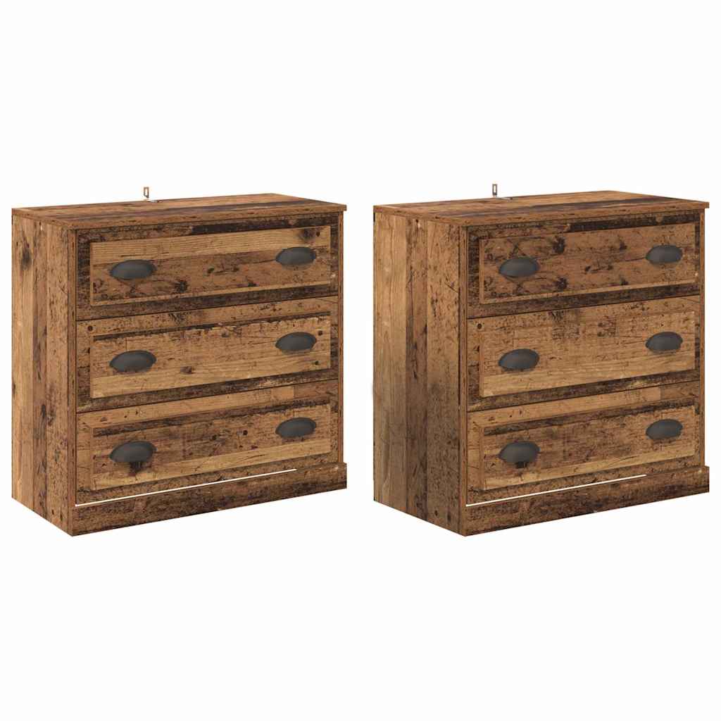 Sideboards 2 stk. Gammelt træ 70 x 35,5 x 67,5 cm