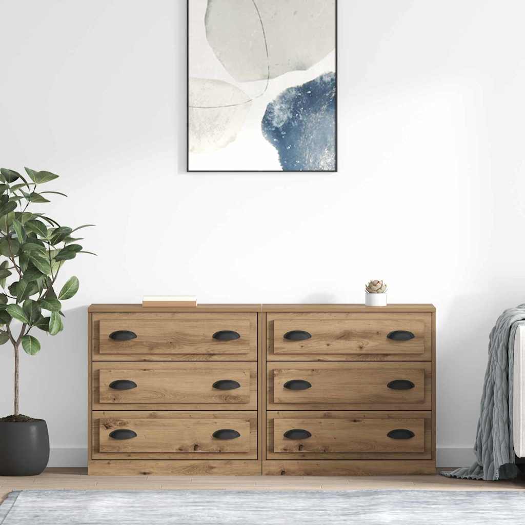 Sideboards 2 stk. Artisan Egetræ 70 x 35,5 x 67,5 cm