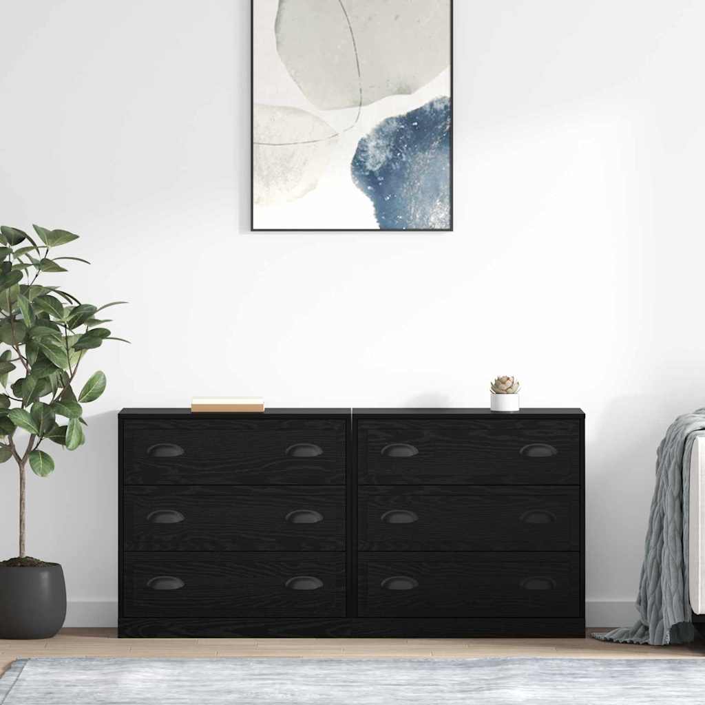 Sideboards 2 stk. Sort eg 70 x 35,5 x 67,5 cm Konstrueret træ