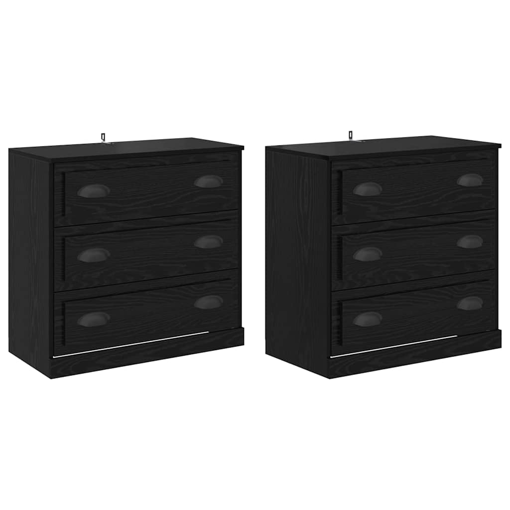 Sideboards 2 stk. Sort eg 70 x 35,5 x 67,5 cm Konstrueret træ