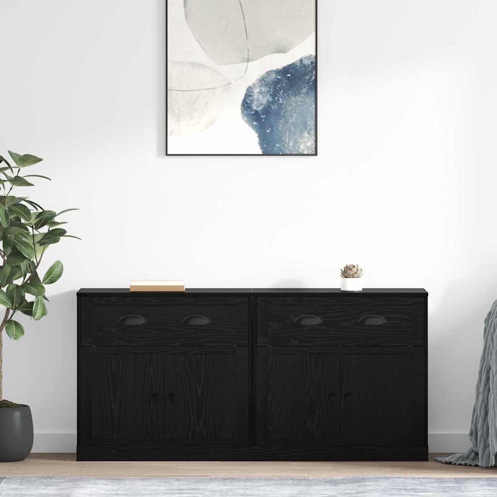 Sideboards 2 stk. Sort eg 70 x 35,5 x 67,5 cm Konstrueret træ