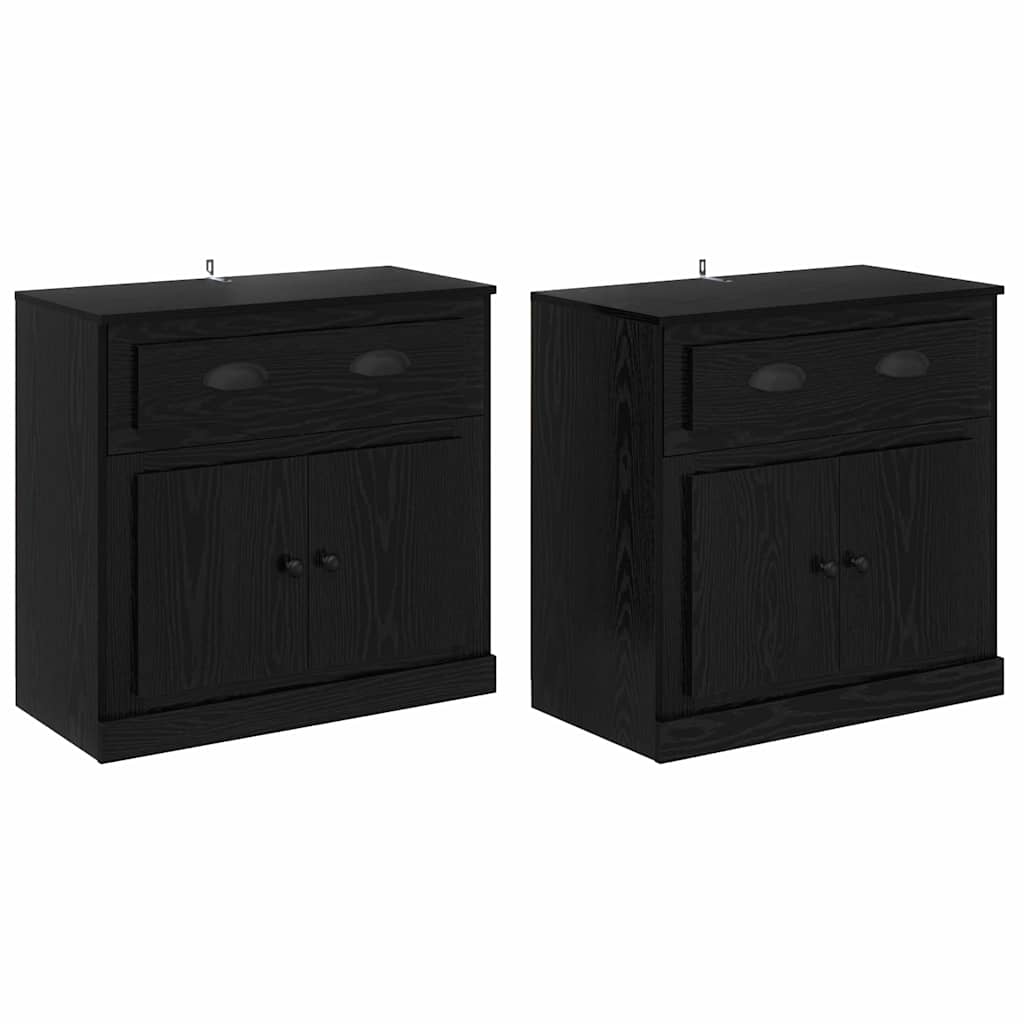 Sideboards 2 stk. Sort eg 70 x 35,5 x 67,5 cm Konstrueret træ
