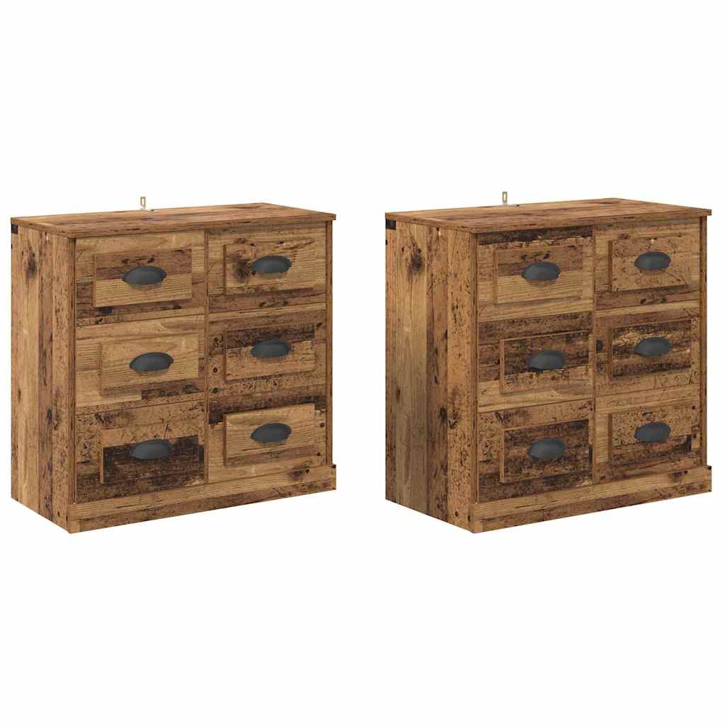 Sideboards 2 stk. Gammelt træ 70 x 35,5 x 67,5 cm