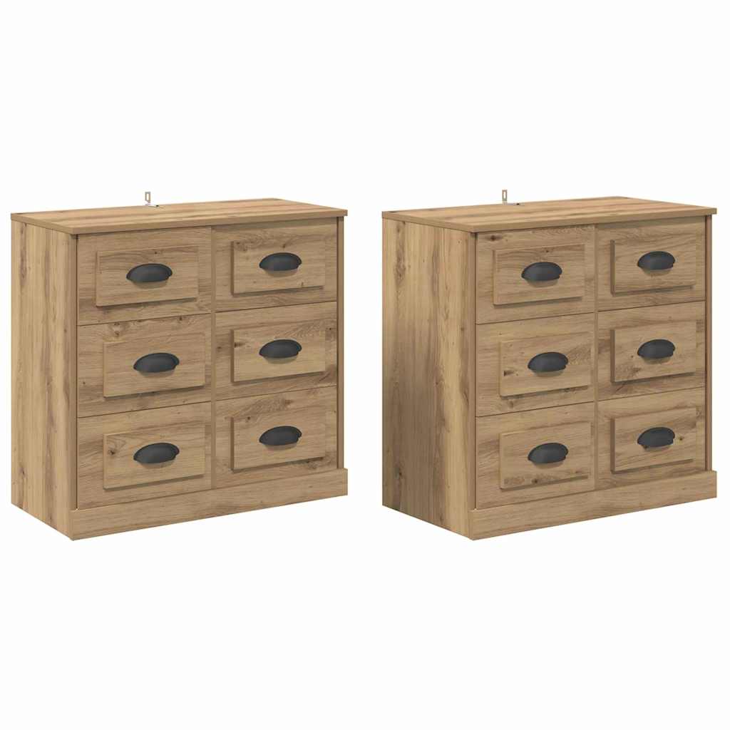 Sideboards 2 stk. Artisan Egetræ 70 x 35,5 x 67,5 cm