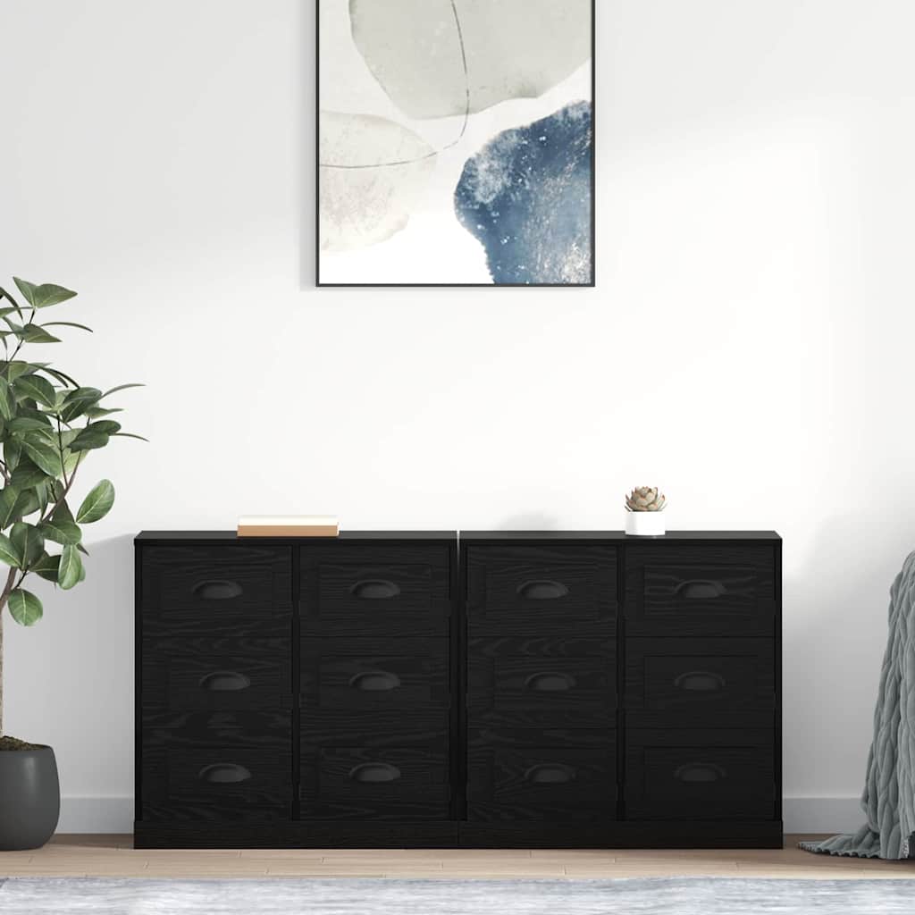 Sideboards 2 stk. Sort eg 70 x 35,5 x 67,5 cm Konstrueret træ