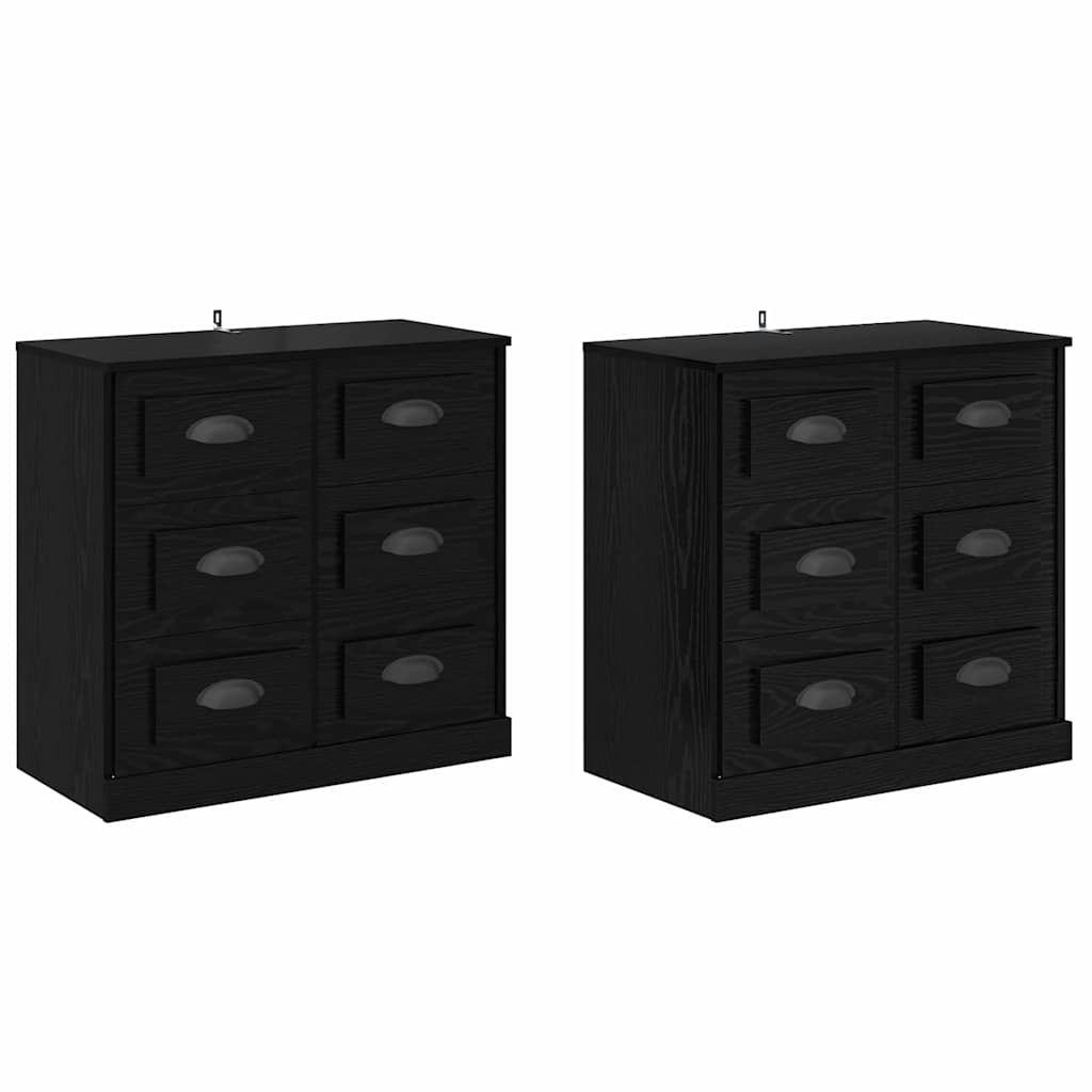 Sideboards 2 stk. Sort eg 70 x 35,5 x 67,5 cm Konstrueret træ