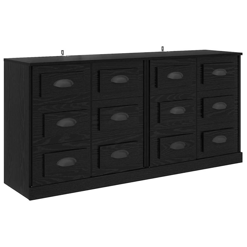 Sideboards 2 stk. Sort eg 70 x 35,5 x 67,5 cm Konstrueret træ