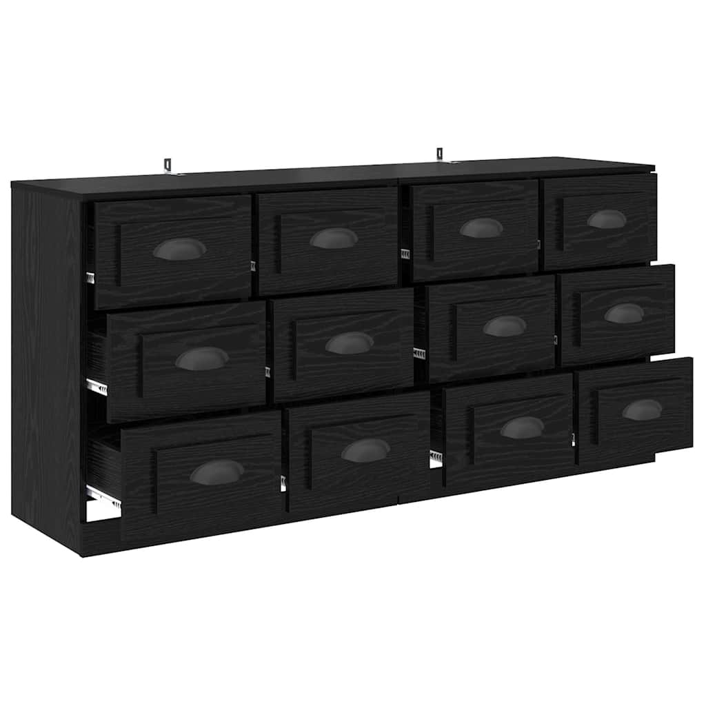 Sideboards 2 stk. Sort eg 70 x 35,5 x 67,5 cm Konstrueret træ