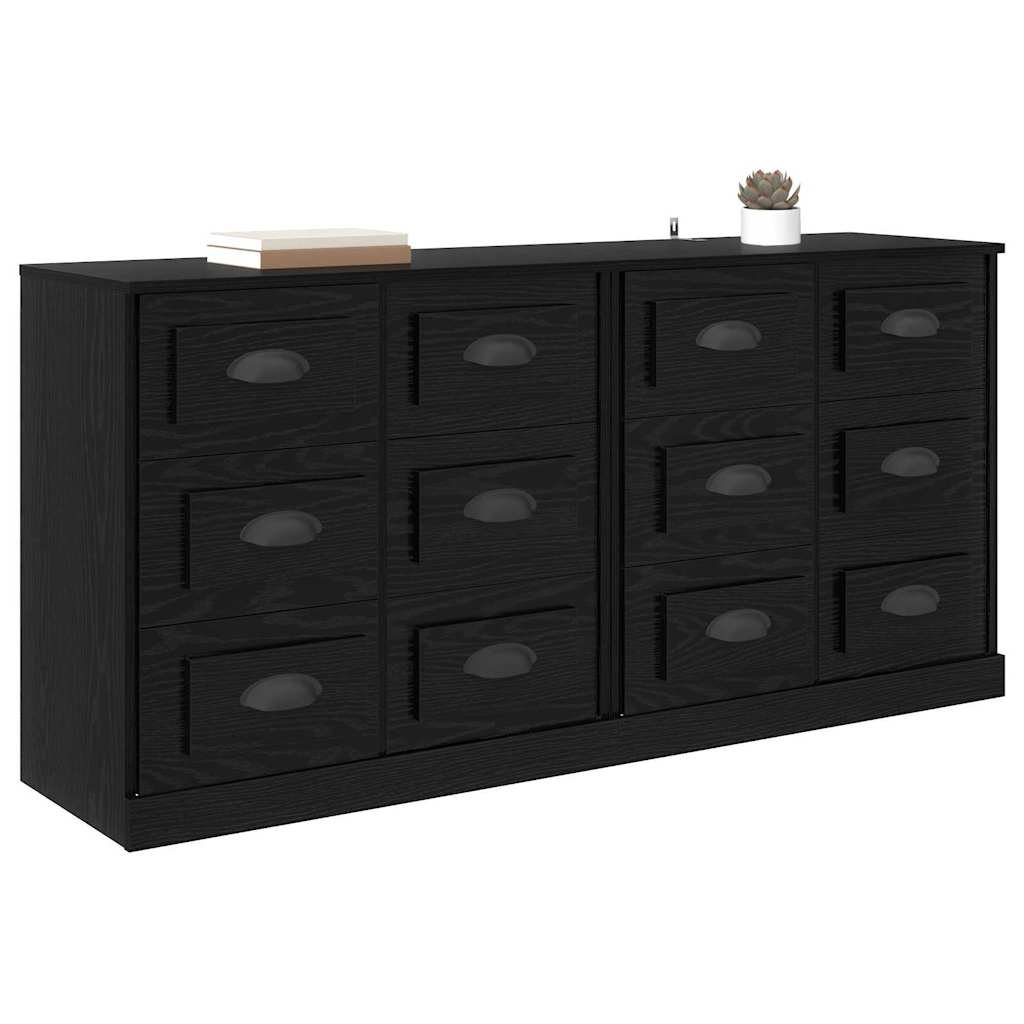 Sideboards 2 stk. Sort eg 70 x 35,5 x 67,5 cm Konstrueret træ