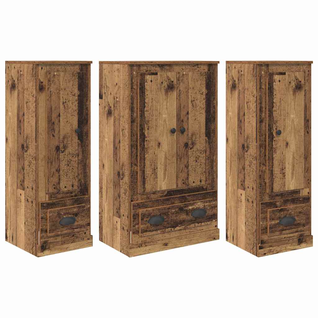 Highboard 3 stk. Gammelt træ 132 x 35,5 x 103,5 cm