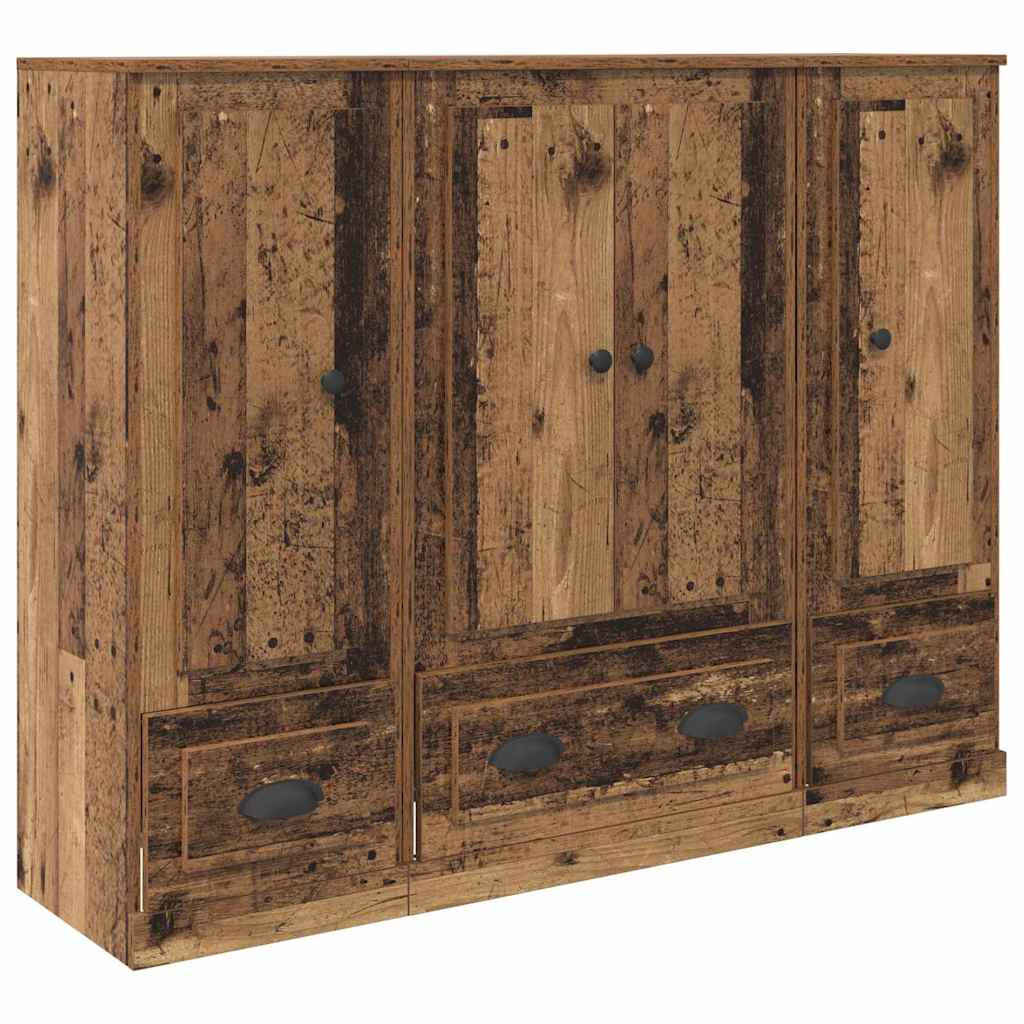 Highboard 3 stk. Gammelt træ 132 x 35,5 x 103,5 cm
