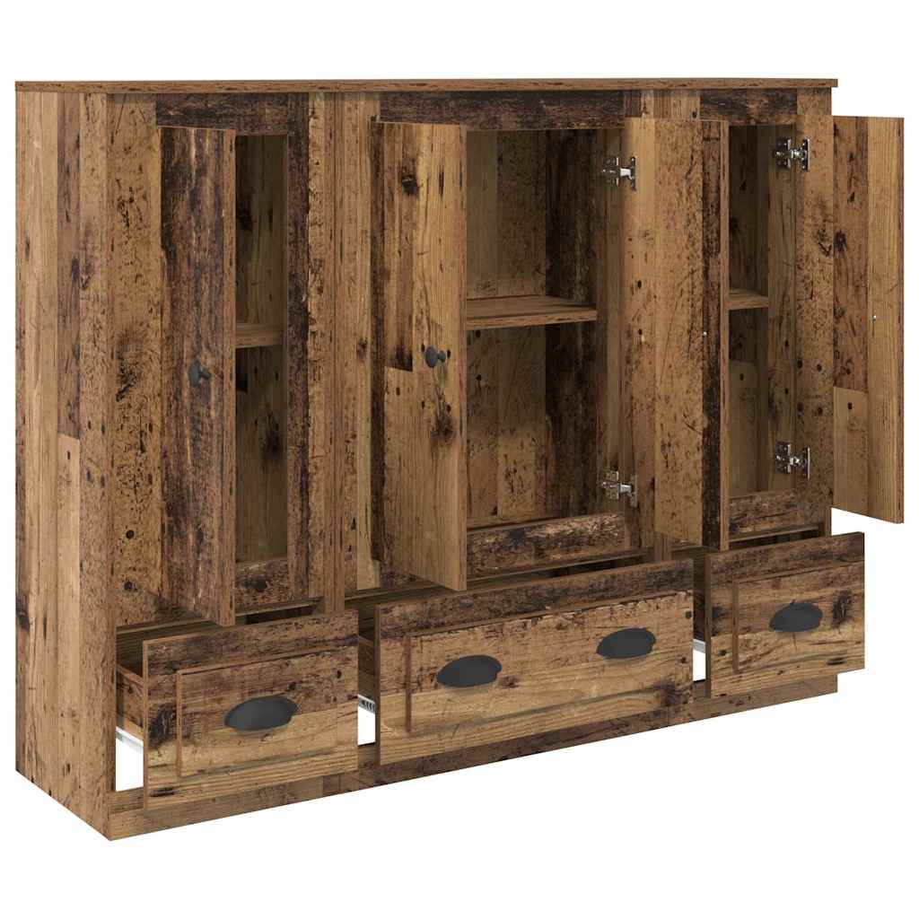 Highboard 3 stk. Gammelt træ 132 x 35,5 x 103,5 cm