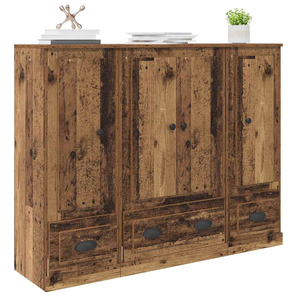 Highboard 3 stk. Gammelt træ 132 x 35,5 x 103,5 cm
