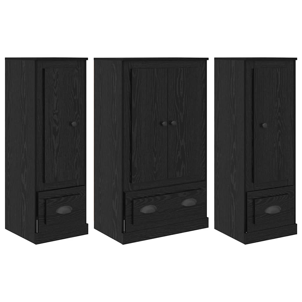 Highboard 3 stk. Sort eg 132 x 35,5 x 103,5 cm Konstrueret træ
