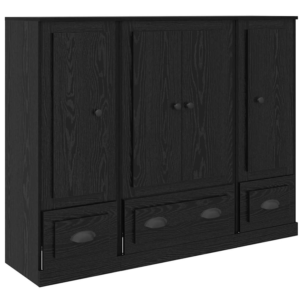 Highboard 3 stk. Sort eg 132 x 35,5 x 103,5 cm Konstrueret træ