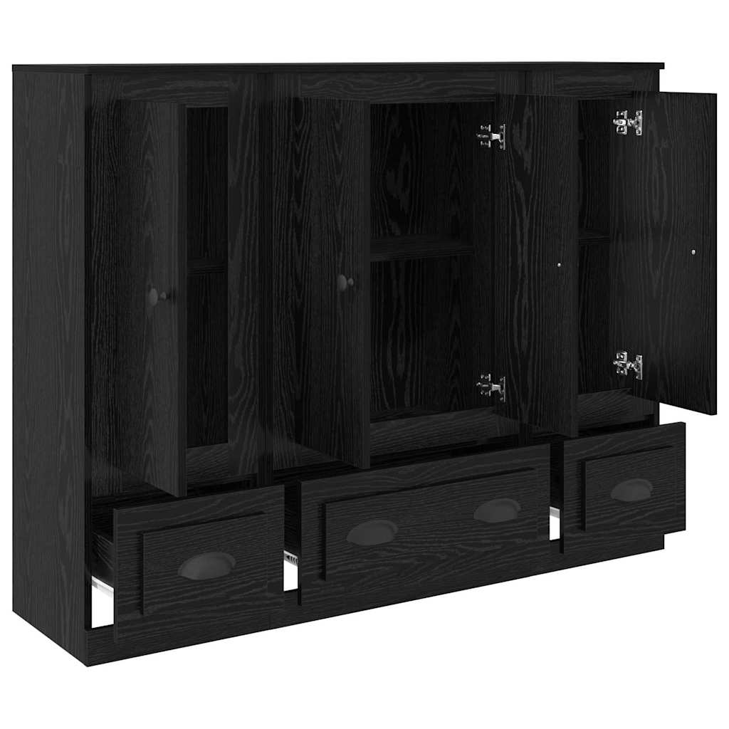 Highboard 3 stk. Sort eg 132 x 35,5 x 103,5 cm Konstrueret træ