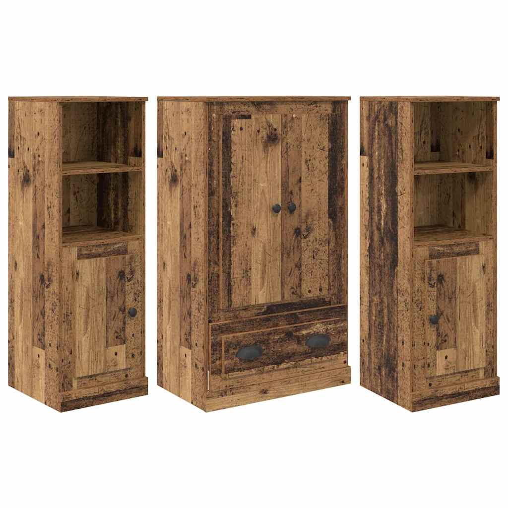 Highboard 3 stk. Gammelt træ 132 x 35,5 x 103,5 cm