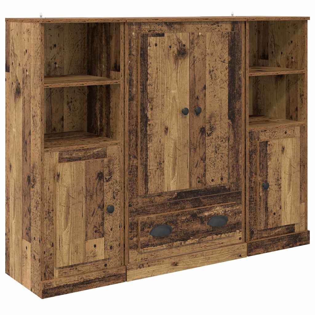 Highboard 3 stk. Gammelt træ 132 x 35,5 x 103,5 cm