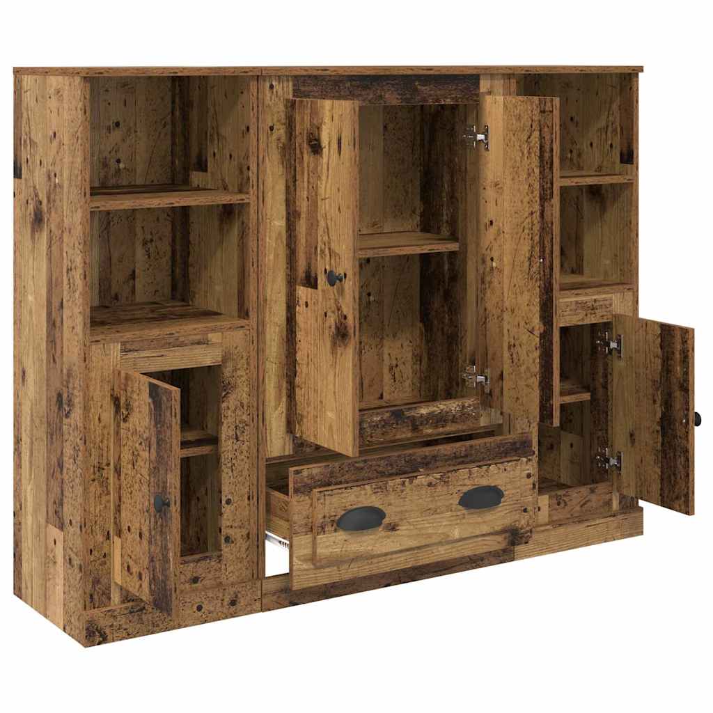 Highboard 3 stk. Gammelt træ 132 x 35,5 x 103,5 cm