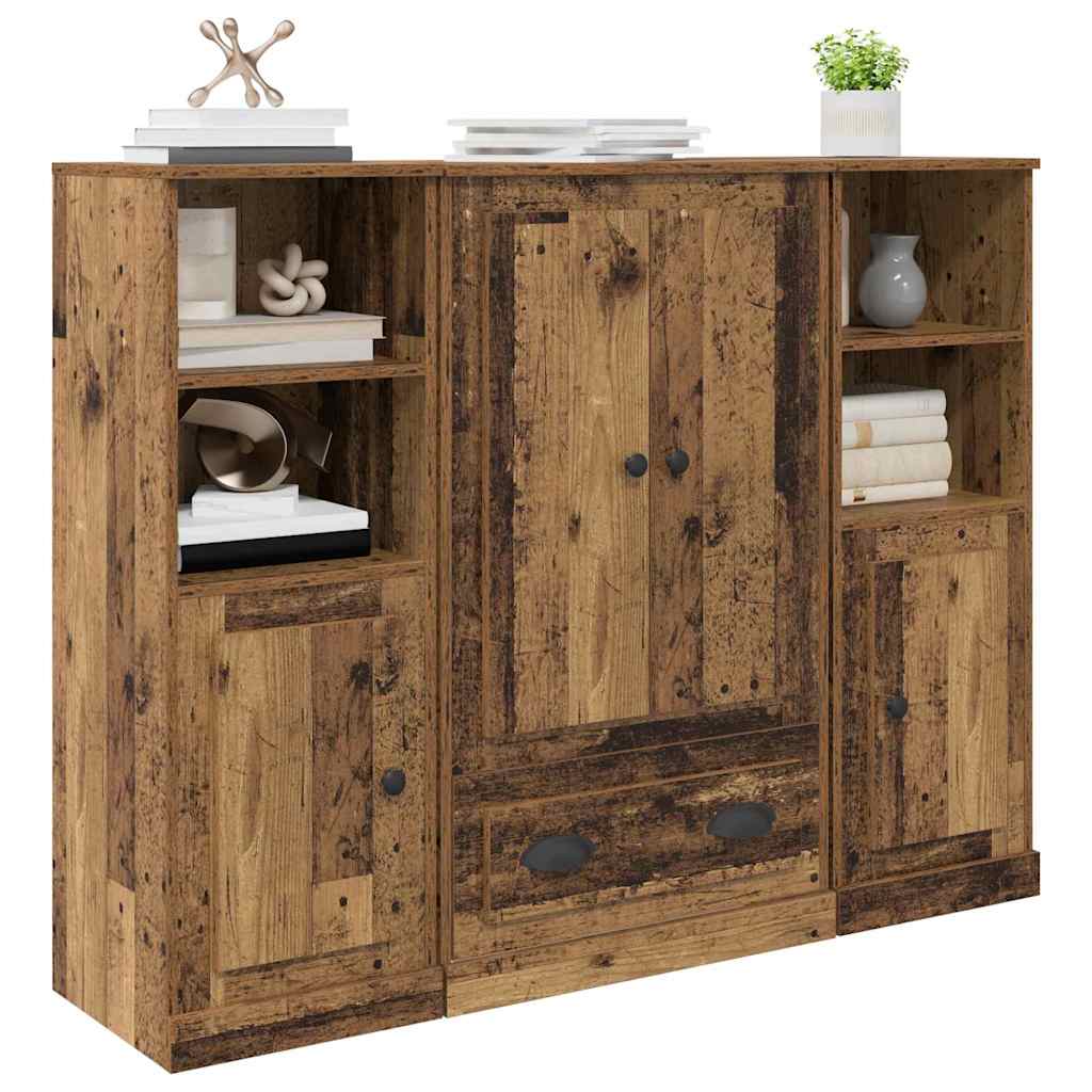 Highboard 3 stk. Gammelt træ 132 x 35,5 x 103,5 cm
