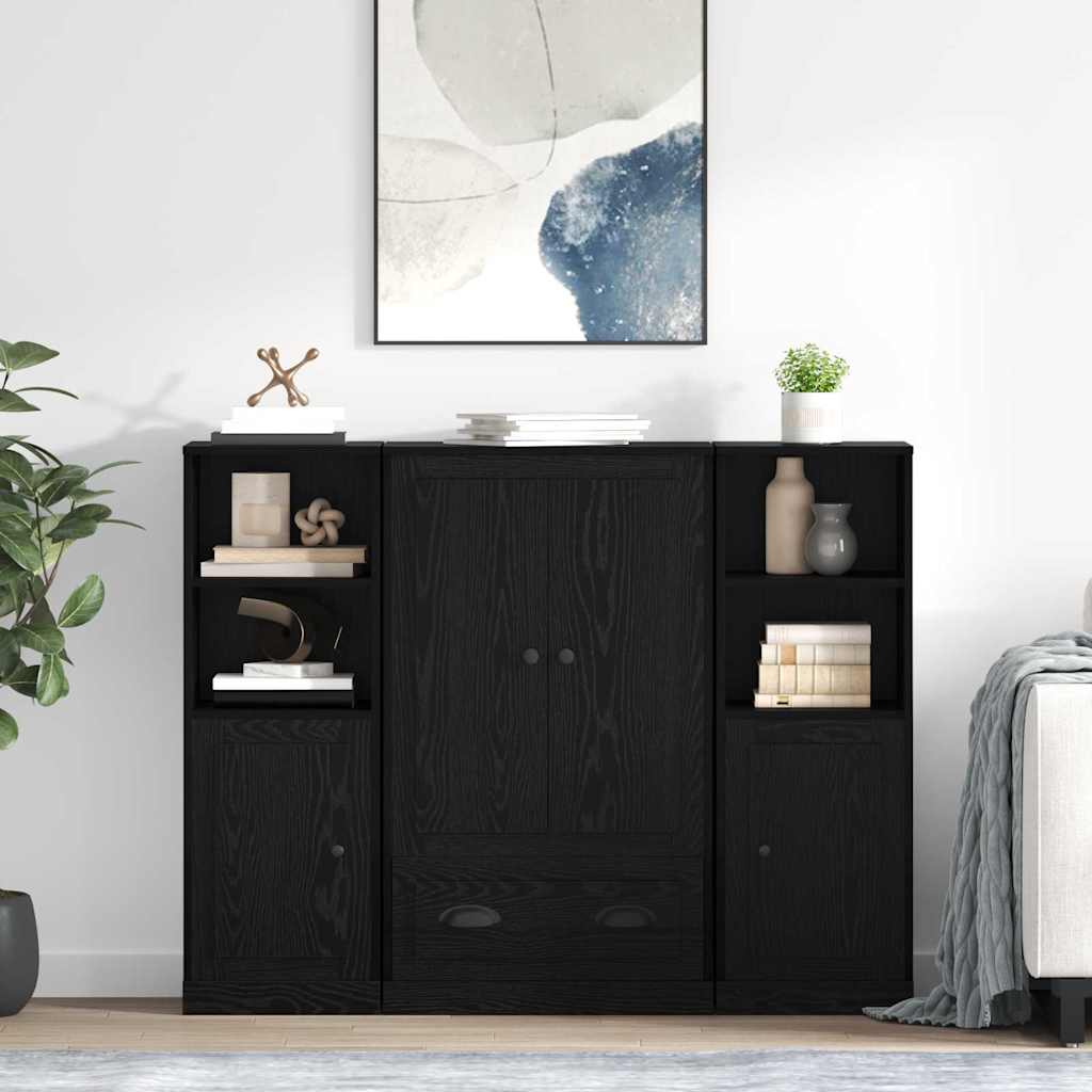 Highboard 3 stk. Sort eg 132 x 35,5 x 103,5 cm Konstrueret træ