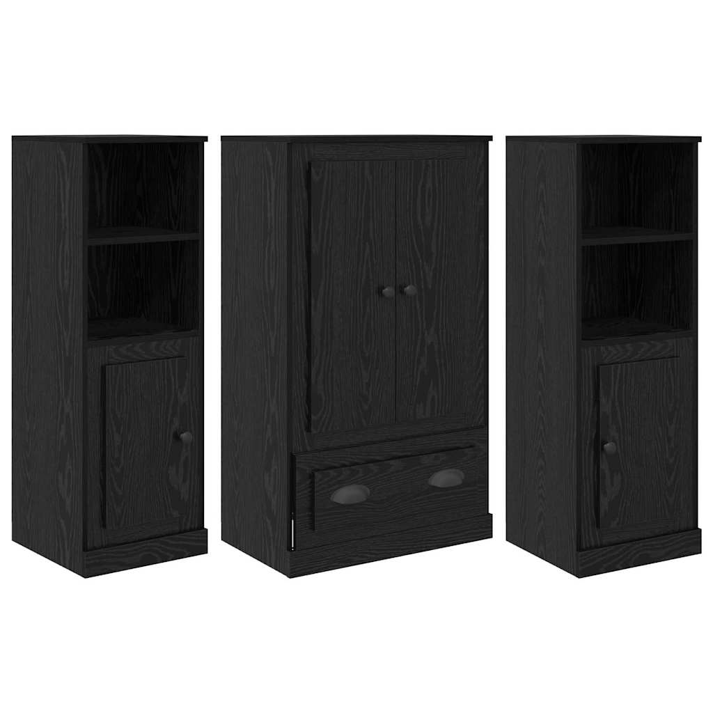 Highboard 3 stk. Sort eg 132 x 35,5 x 103,5 cm Konstrueret træ