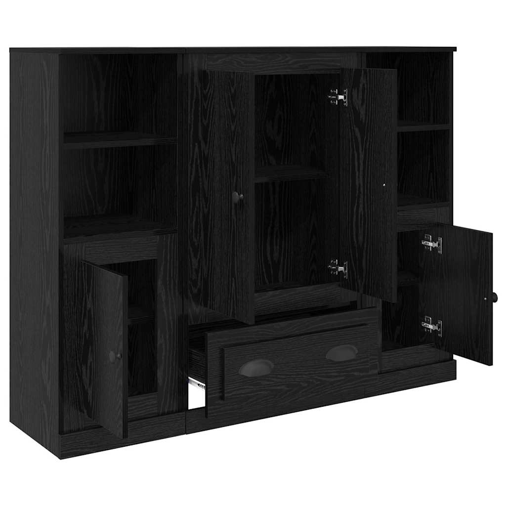 Highboard 3 stk. Sort eg 132 x 35,5 x 103,5 cm Konstrueret træ
