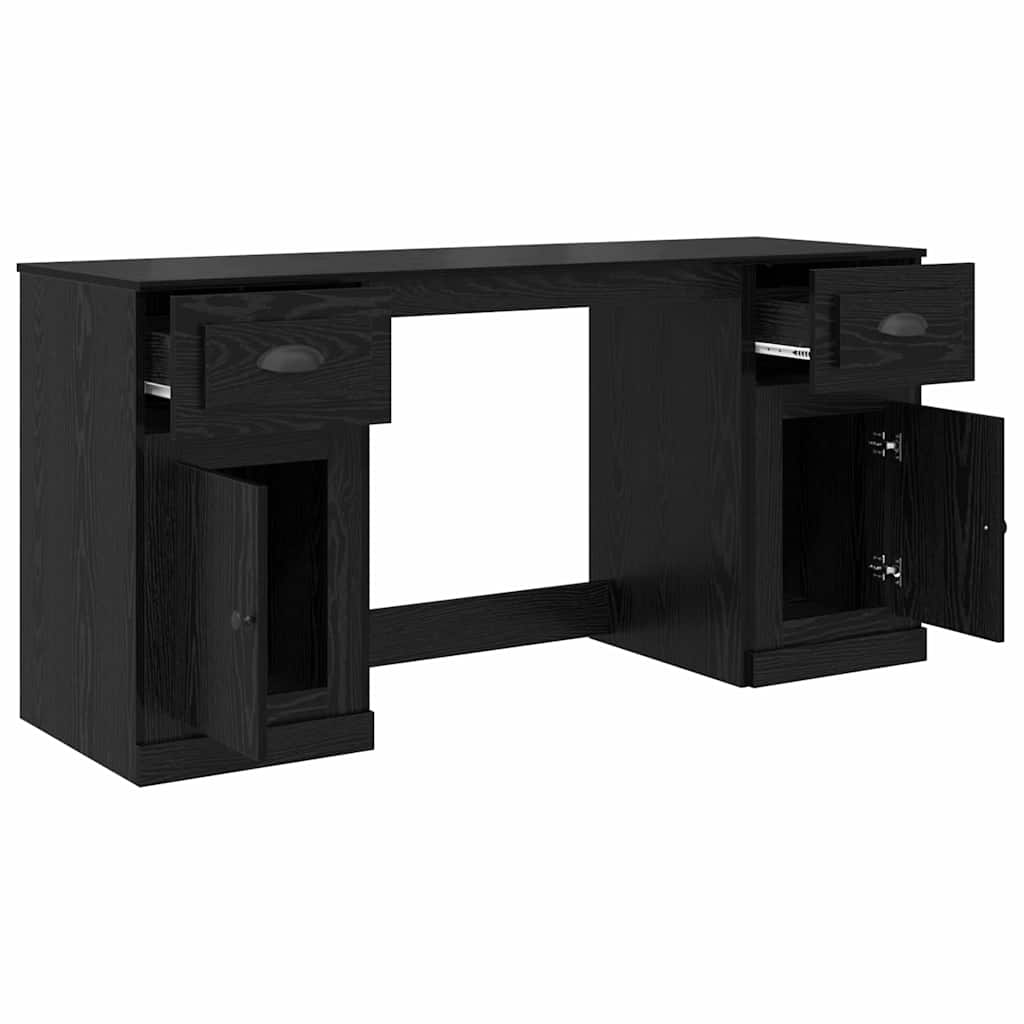 Skrivebord med skab Sort eg Konstrueret træ 154,5 x 50 x 75 cm