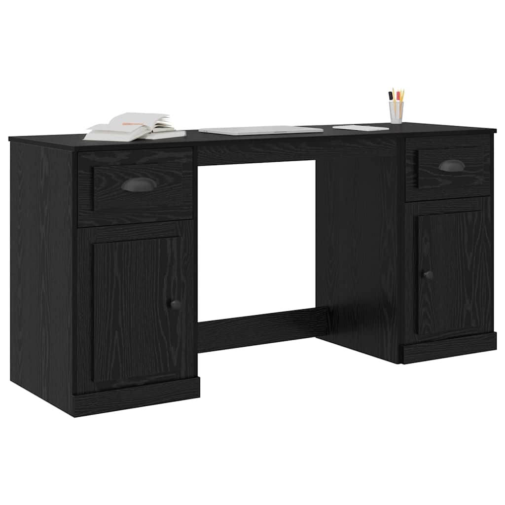 Skrivebord med skab Sort eg Konstrueret træ 154,5 x 50 x 75 cm