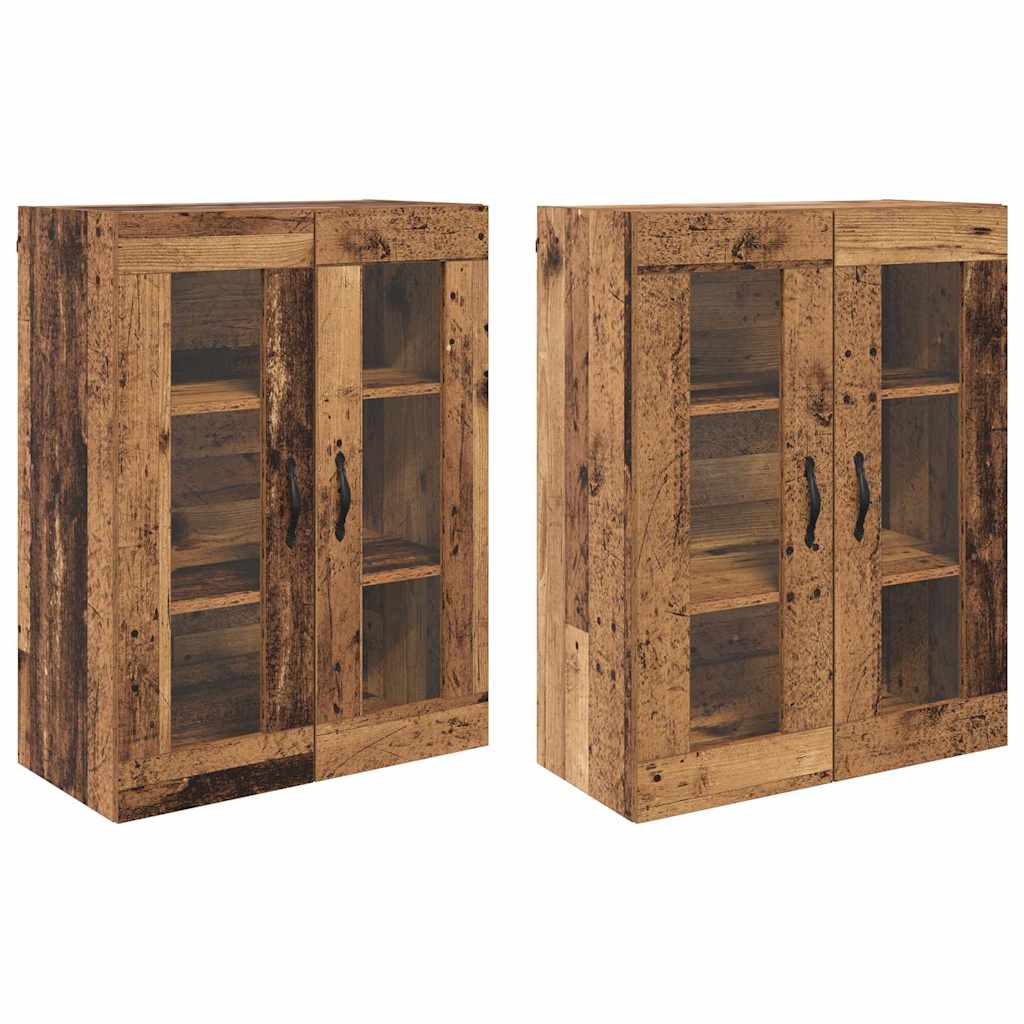 Væggeskabe 2 stk. Gammelt træ 69,5 x 34 x 90 cm Konstrueret træ