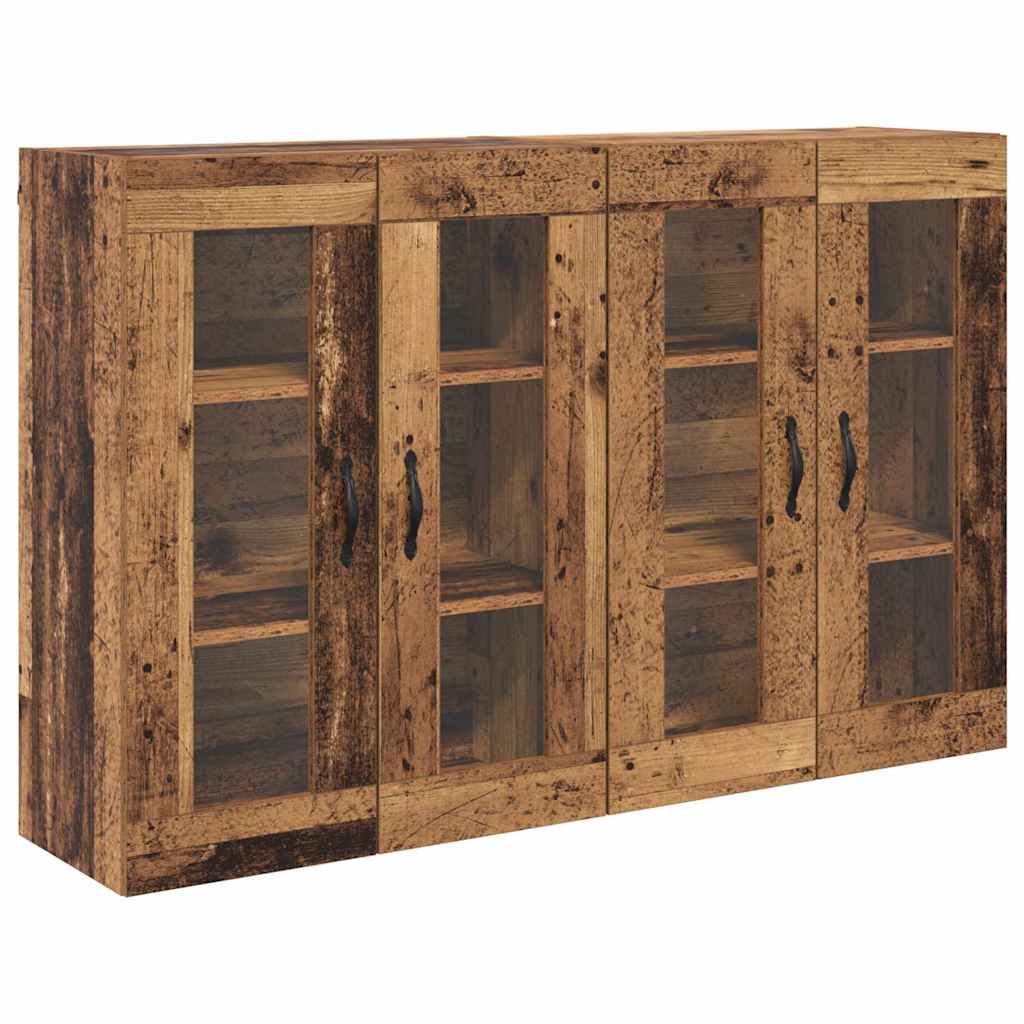 Væggeskabe 2 stk. Gammelt træ 69,5 x 34 x 90 cm Konstrueret træ