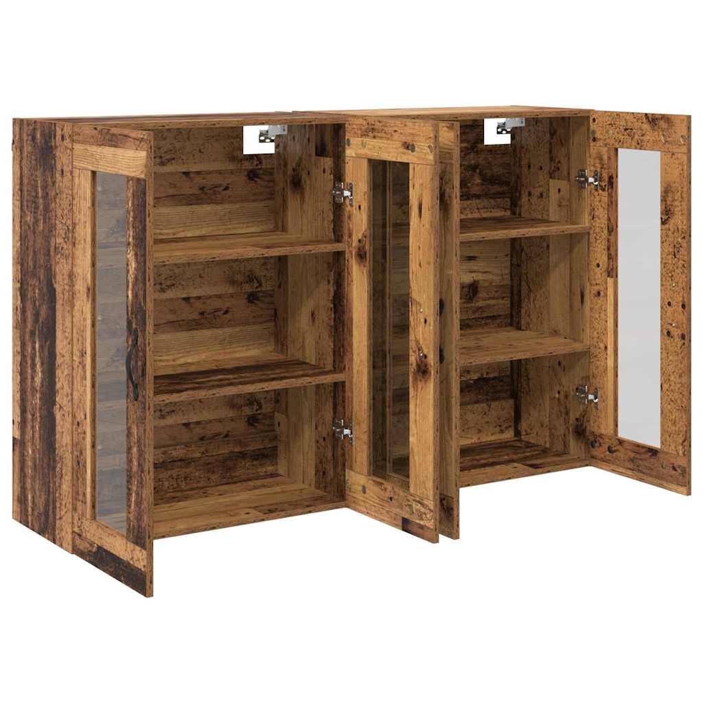 Væggeskabe 2 stk. Gammelt træ 69,5 x 34 x 90 cm Konstrueret træ