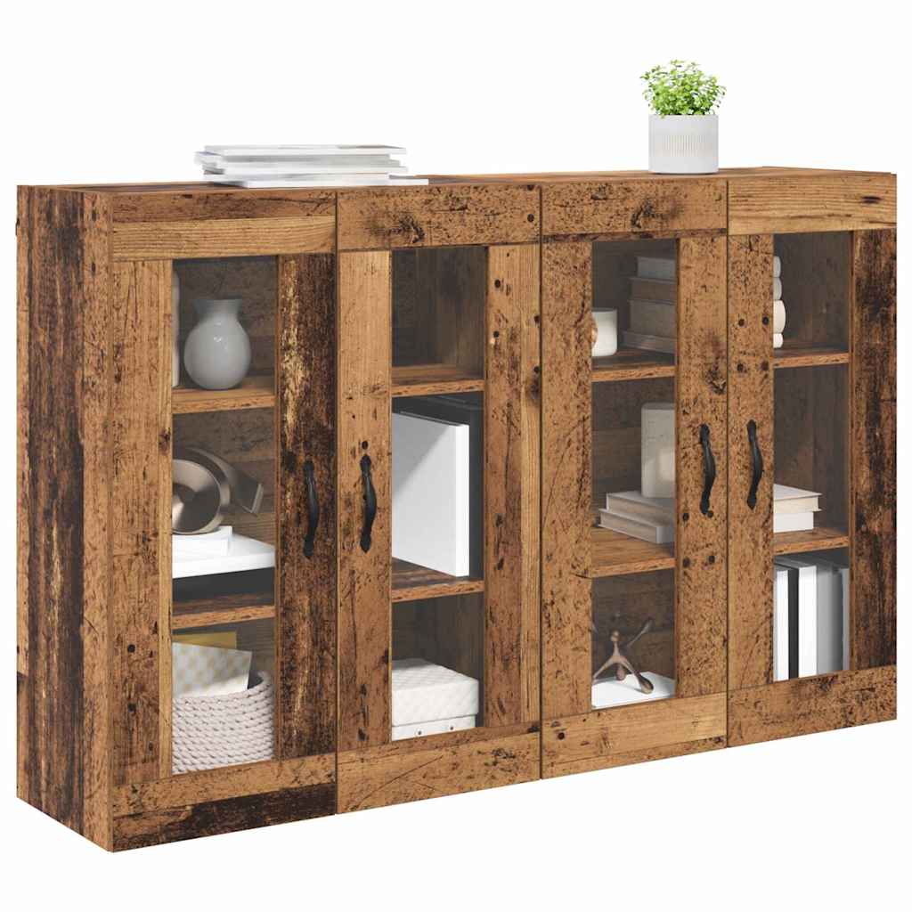 Væggeskabe 2 stk. Gammelt træ 69,5 x 34 x 90 cm Konstrueret træ