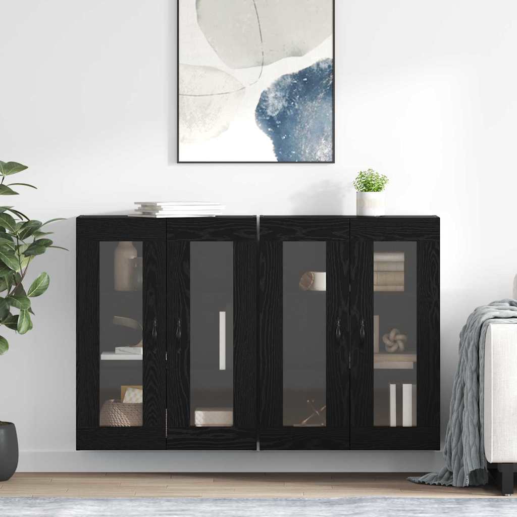 Væggeskabe 2 stk. Sort eg 69,5 x 34 x 90 cm Konstrueret træ