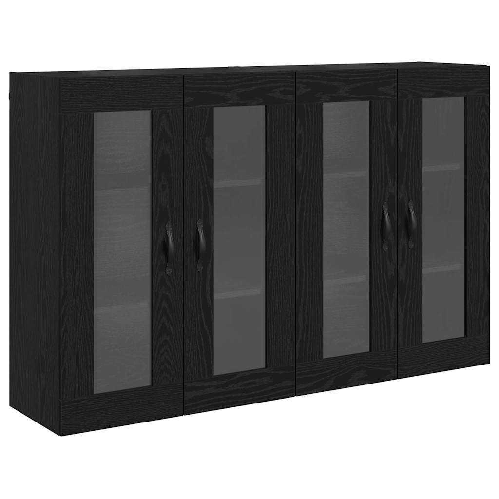 Væggeskabe 2 stk. Sort eg 69,5 x 34 x 90 cm Konstrueret træ