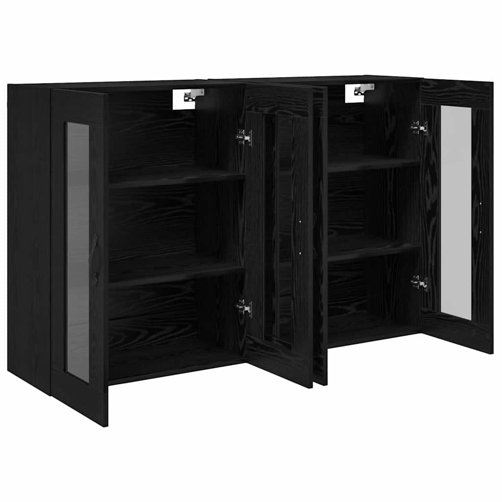 Væggeskabe 2 stk. Sort eg 69,5 x 34 x 90 cm Konstrueret træ