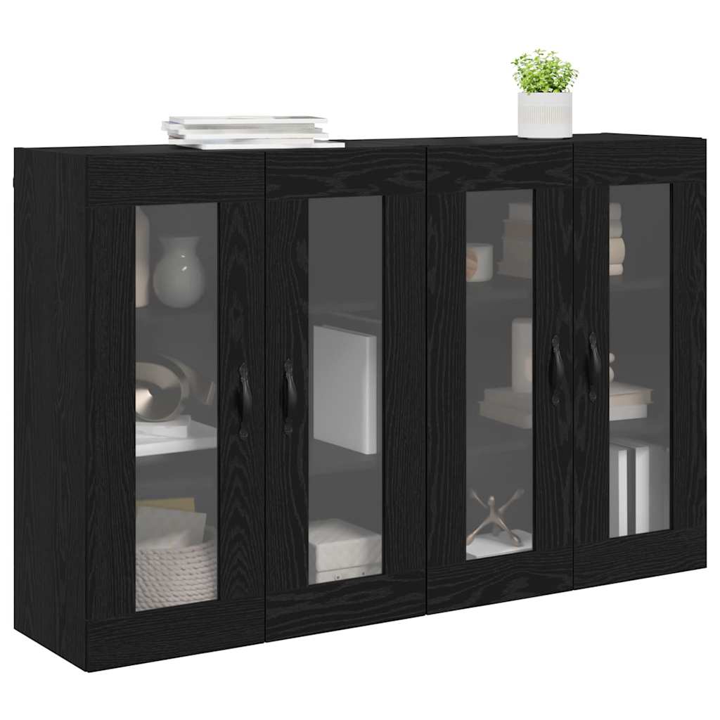 Væggeskabe 2 stk. Sort eg 69,5 x 34 x 90 cm Konstrueret træ