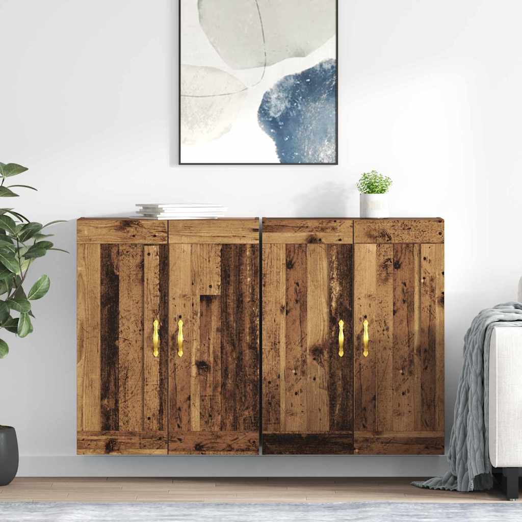 Væghængt skab 2 stk. Gammelt træ 69,5 x 34 x 90 cm
