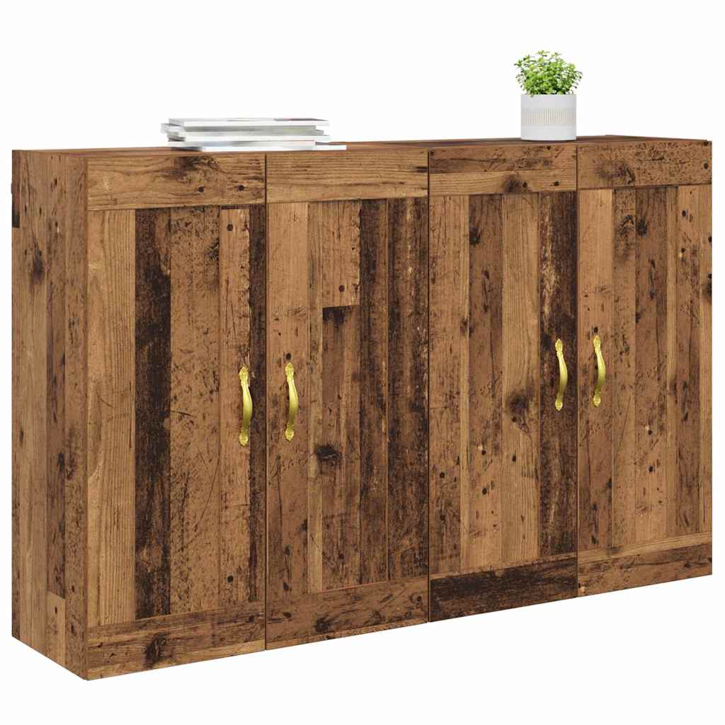 Væghængt skab 2 stk. Gammelt træ 69,5 x 34 x 90 cm