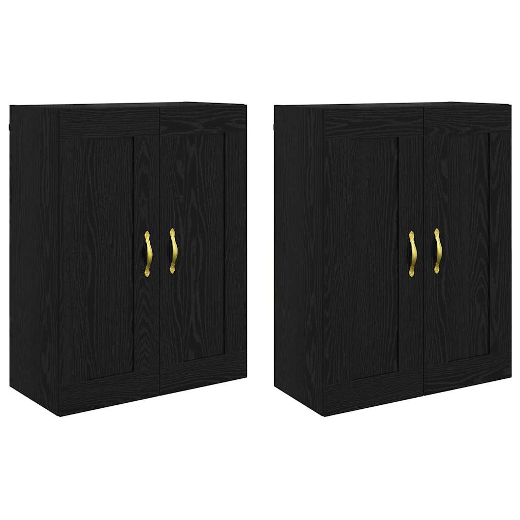 Væghængt skab 2 stk. Sort eg 69,5 x 34 x 90 cm Konstrueret træ