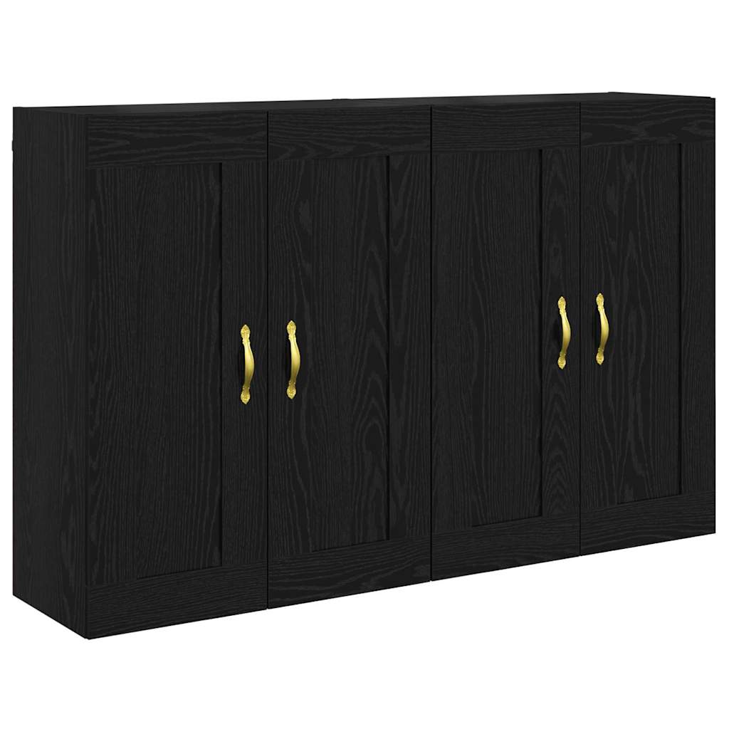 Væghængt skab 2 stk. Sort eg 69,5 x 34 x 90 cm Konstrueret træ
