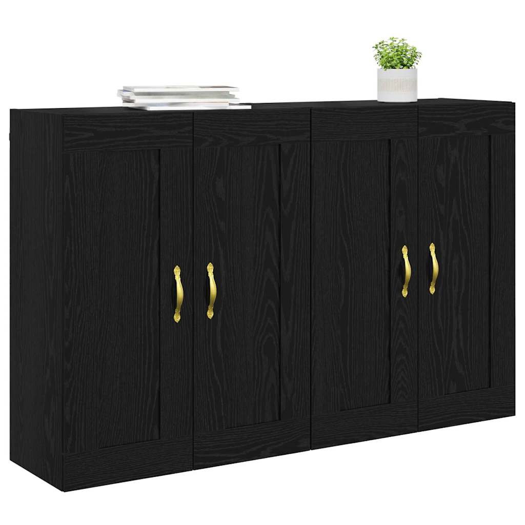 Væghængt skab 2 stk. Sort eg 69,5 x 34 x 90 cm Konstrueret træ