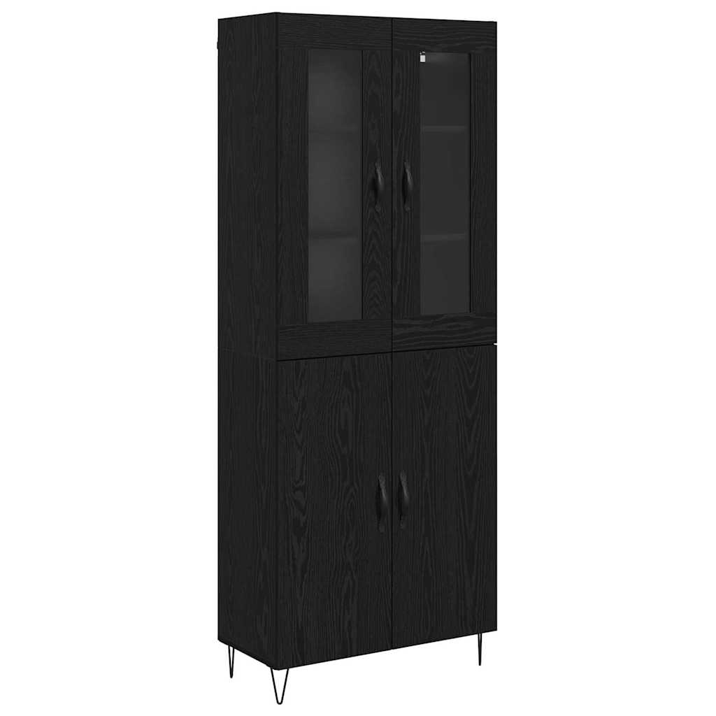 Highboard Hvid og Sort Eg 69,5 x 34 x 180 cm Konstrueret træ