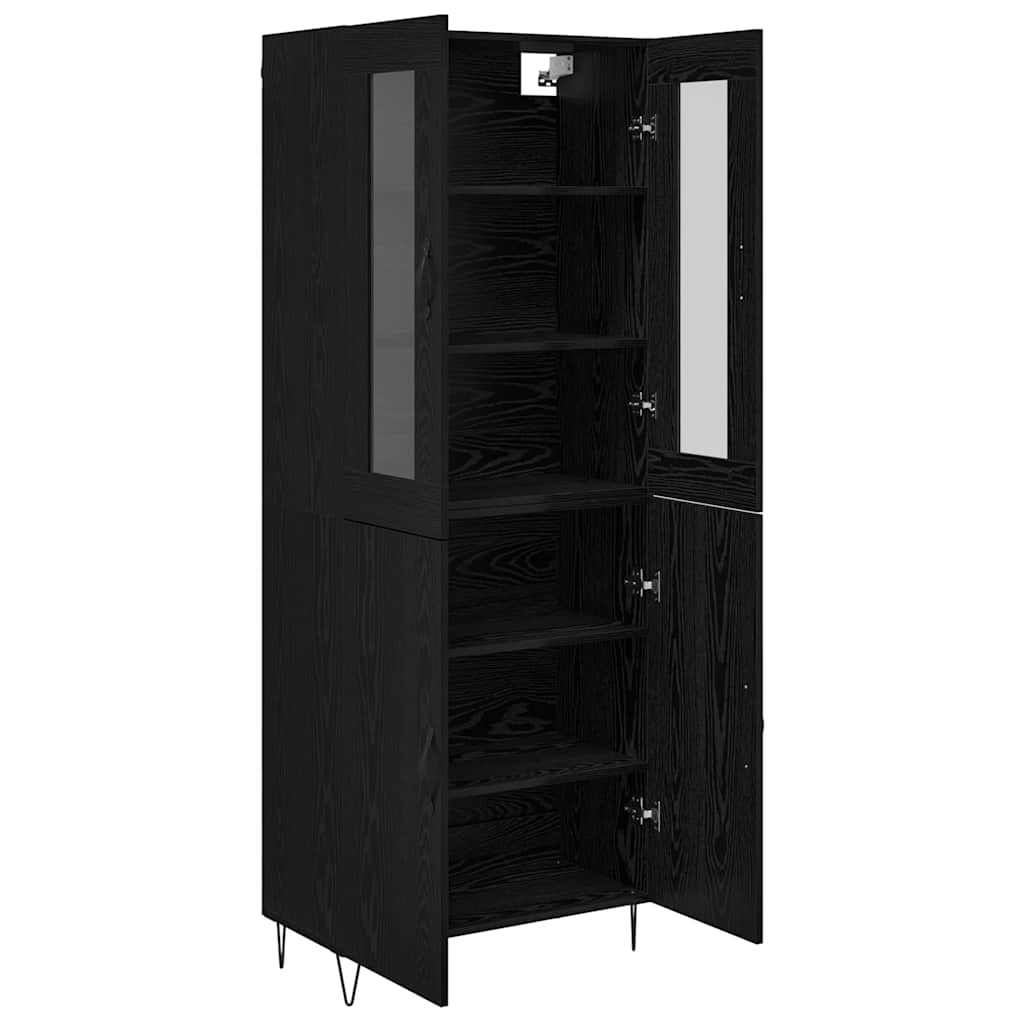 Highboard Hvid og Sort Eg 69,5 x 34 x 180 cm Konstrueret træ