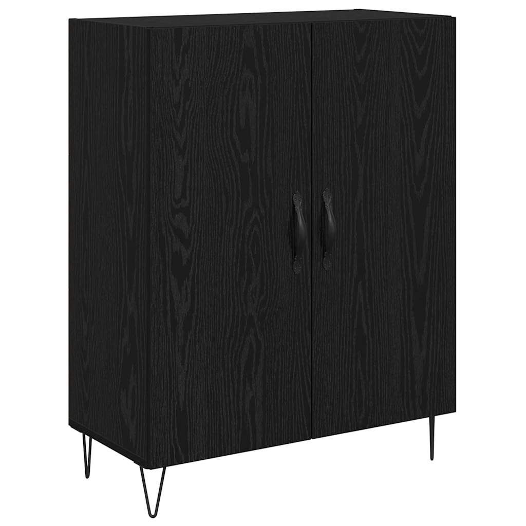 Highboard Hvid og Sort Eg 69,5 x 34 x 180 cm Konstrueret træ